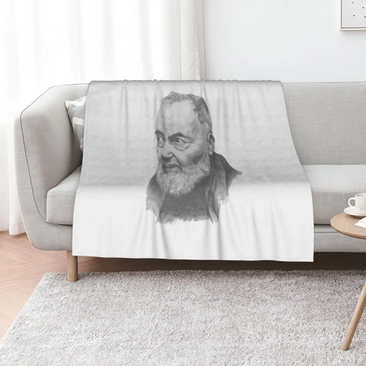 Saint Padre Pio Portrait Throw Blanket Thin for babies Furry anime Soft Beds Blankets