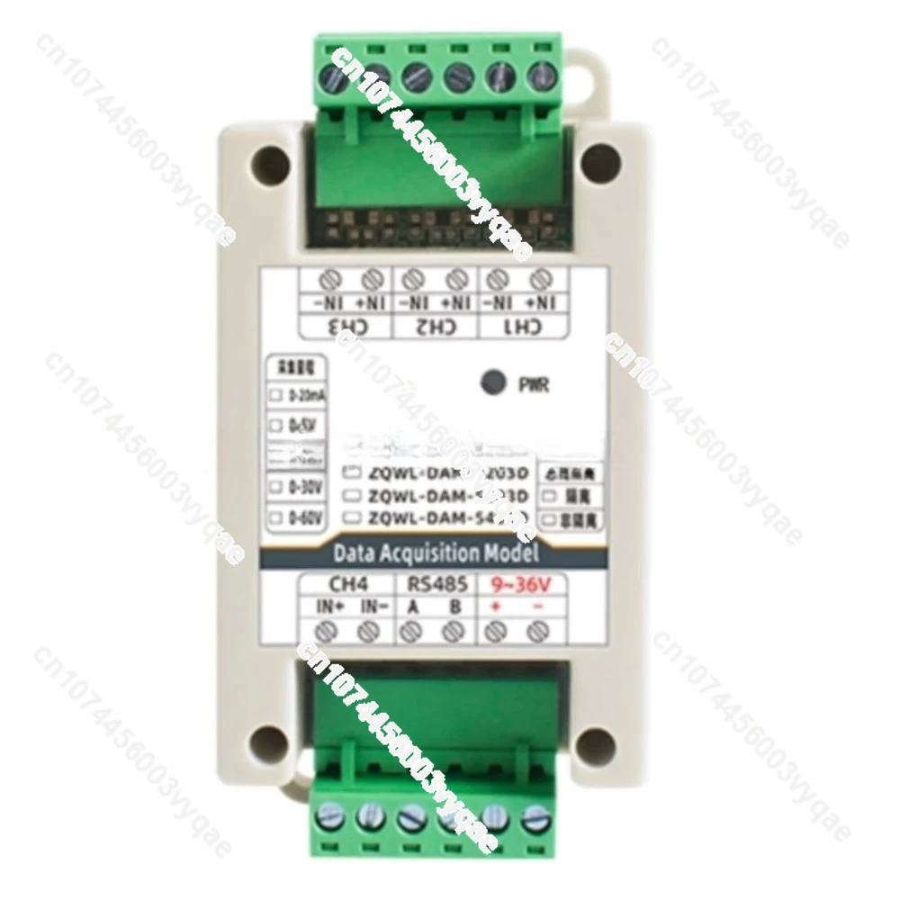 2-16 Channels Analog Input Acquisition Module, 16-bit Modbus RTU Isolated RS485 Data Collector, 0-10V / 0-20mA Industrial Grade