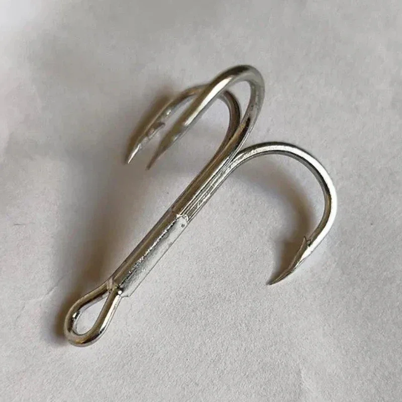 Carbon Steel Hardened Blood Groove Treble Hooks Tin Plated Rustproof Big Game Saltwater Freshwater Anchor Hook Lure Fishing Hook