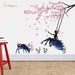 Fairy Wall Stickers Creative Flower For Living Rooms Kids Room Girl Bedroom Wall Decals Home Decor Self-adhesive Vinyl Stricker