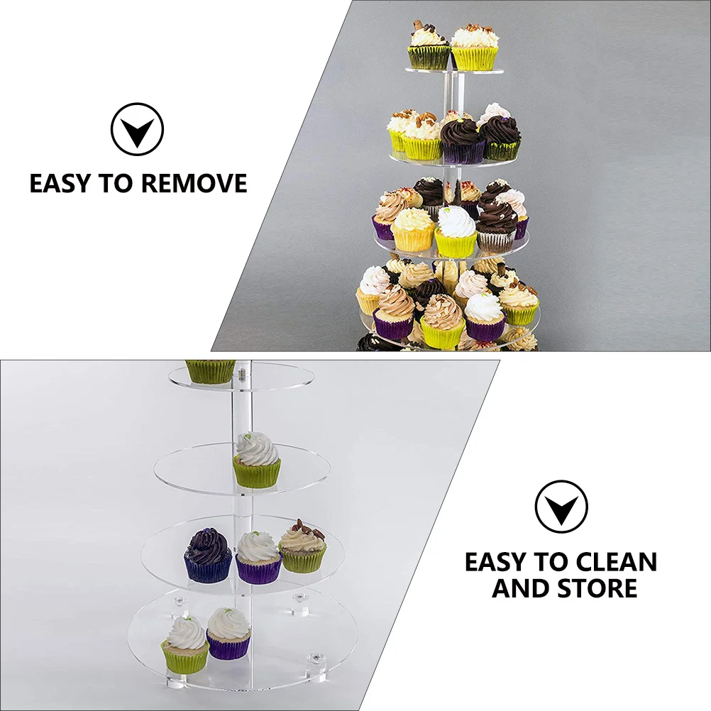 

1Pcs Transparent 5-Layer Cake Stand Acrylic Multi-Tier Dessert Display Rack Cupcake Holder Birthday Wedding Party