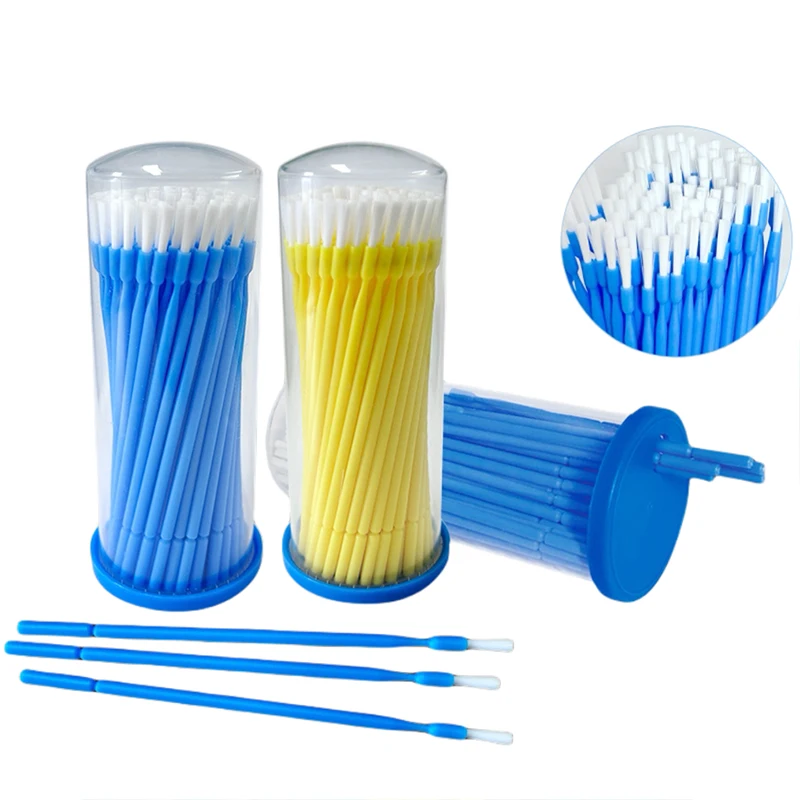 

100 шт./кор., стоматологические микро-аппликаторы, одноразовые гибкие длинные микрокисть, инструмент для отбеливания зубов, удлинитель, стоматологические материалы