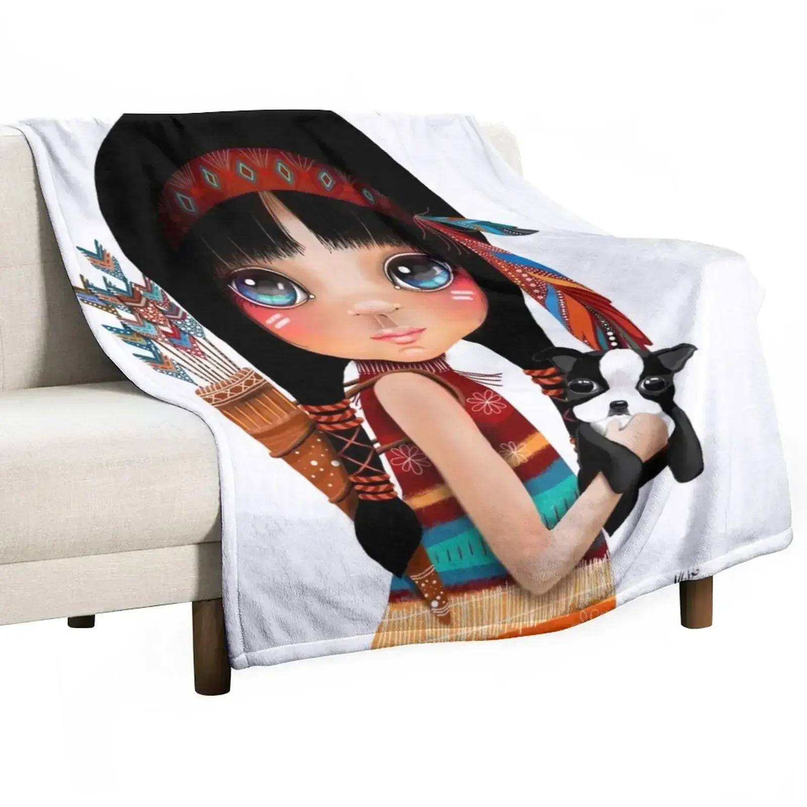 

Native Girl Throw Blanket Flannel Fabric Polar Summer funny gift Blankets