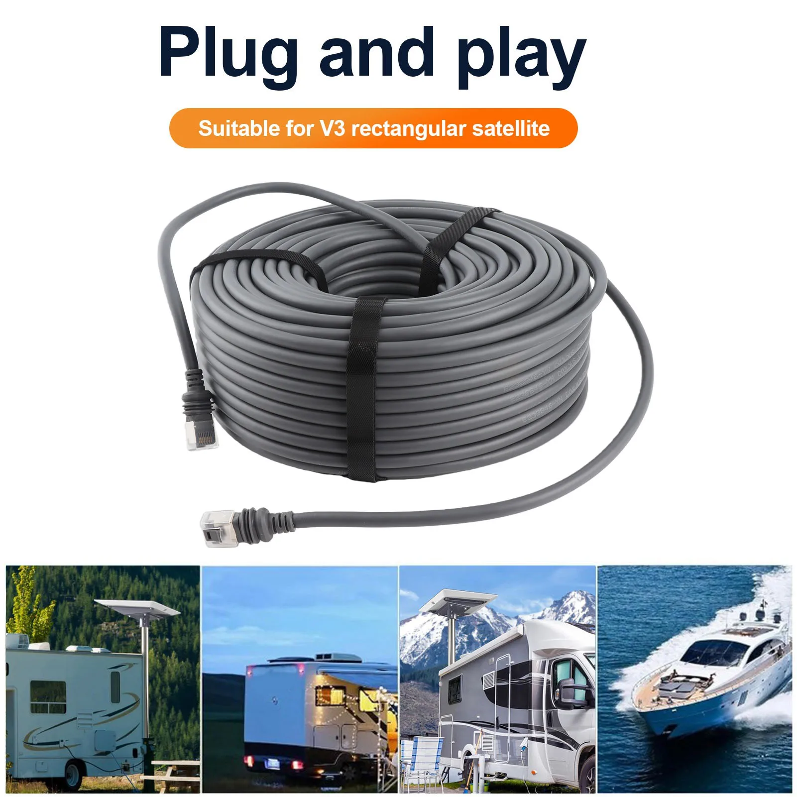Satellite Extension Cable Rectangular Satellite Cable Waterproof High Speed Performance 150ft Satellite Extension Cord for Gen 3