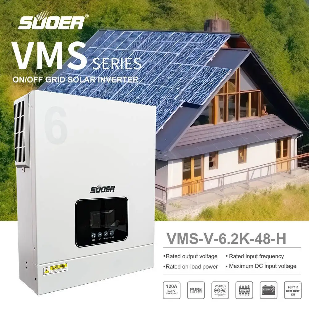 

VMS-V-6.2K-48-H 48V 6200W Single-Phase Solar Hybrid Inverter High-Efficiency Solar Energy Converter
