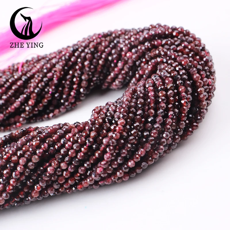 New 3mm Natural Faceted Garnet Beads Tiny Small Loose Gemstone Beads for Jewelry Making DIY Bracelet Necklace