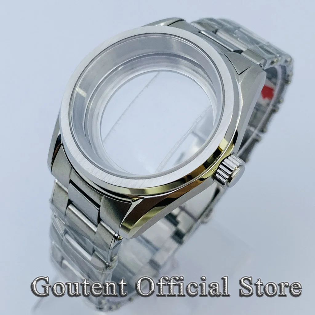 

Goutent 38mm Silver Sapphire Glass Watch Case Stainless steel Watchband Fit NH35 NH36 ETA2824 PT5000 Automatic Movement