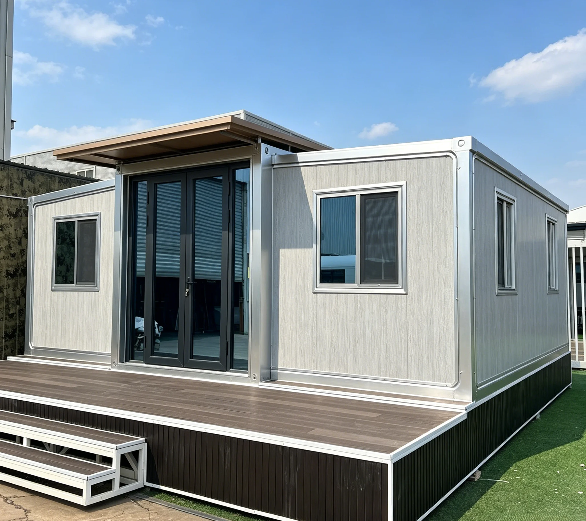 Modern Expandable Container House with 2 Bedrooms 1 Bathroom Full Kitchen for Backyard Living Rental Office Use