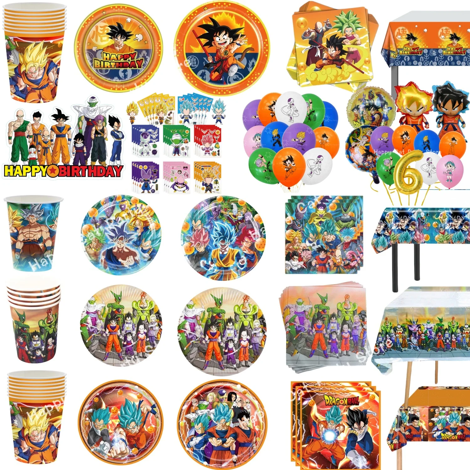 Monky King Son Goku Birthday Party Decoration Tablecloth Cup Plate Napkin Bags Balloons Dragon Ball Z Party Favors Supplies