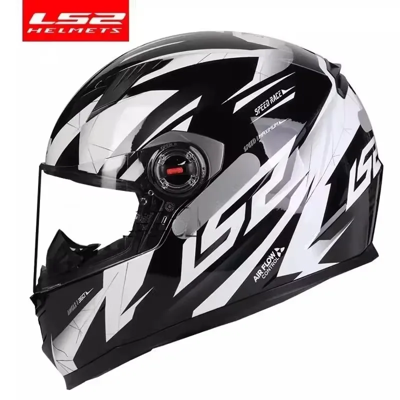 Bright Black White LS2 FF358 Motorcycle Helmet Sharp 4 Certification Capacetes LS2 Casco Negro e Branco FF358 Size L For Honda