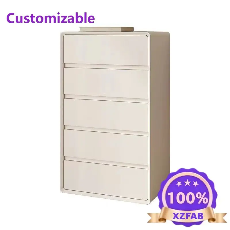Factory Direct2026Solid wood chest of drawers White cream Living room Multi-layer locker Simple modern bedroom Installation-free