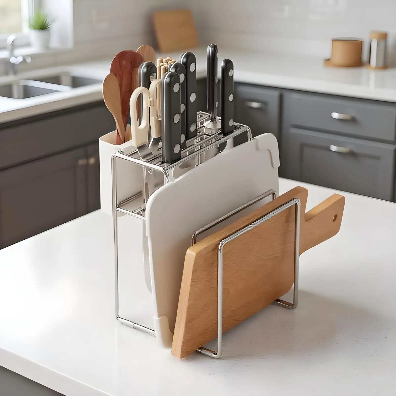 

Органайзер для разделочной доски, разделочная доска, подставка для формы для выпечки, многофункциональная подставка для хранения листов для печенья из нержавеющей стали для дома