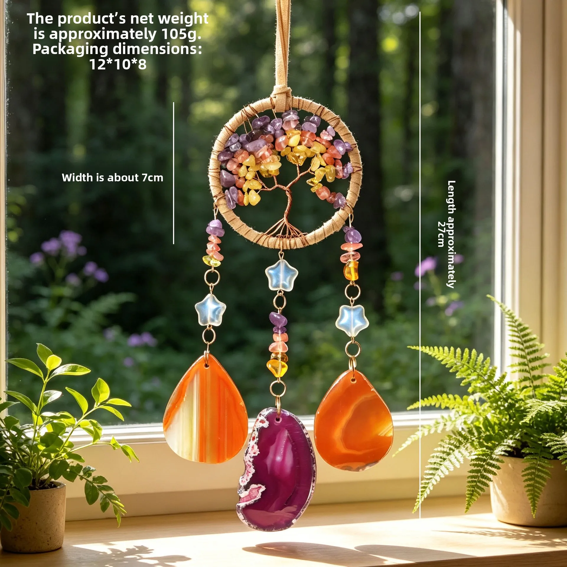 7 Chakra Tree of Life Moon Dream catchers Crystal Stone Rainbow Natural Gemstones Suncatcher Hanging Home Room Wall Decoration