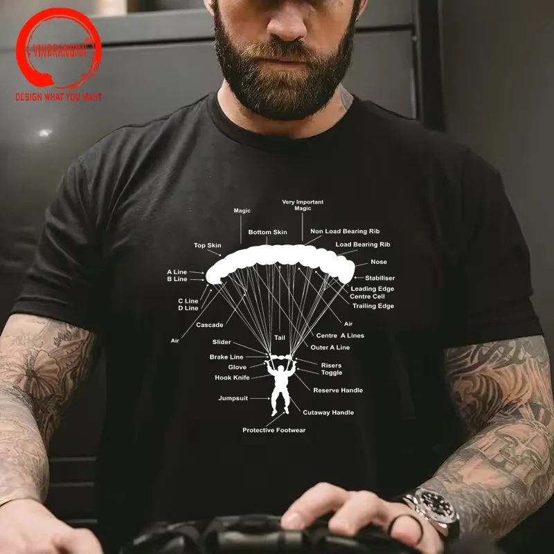 Summer Funny T Shirt Fashion Parachute Anatomy Magic Skydiving Skydiver T-Shirt Vintage Paragliding Parachu Paraglider Tee Shirt