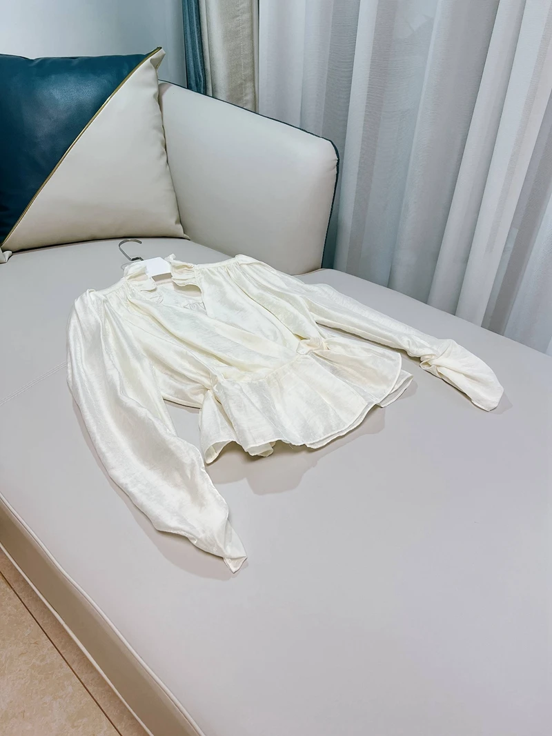 

Ретро Court Sle воротник-стойка Bubble Sve irt Ele Aosphere женский топ с завязкой на талии для молодых женщин весенняя мода