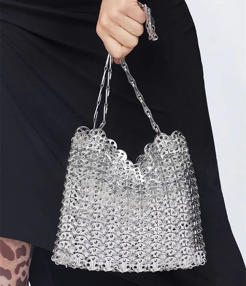 Designer Aesthetic Bags Women's Bag Handbag Hand Woven Metal Chain Tote Bag Clutch Luxury Trend Travel Holiday Shoulder Bag