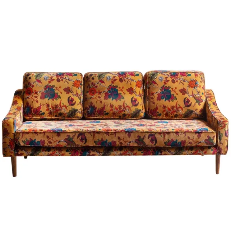 

French retro fabric double sofa