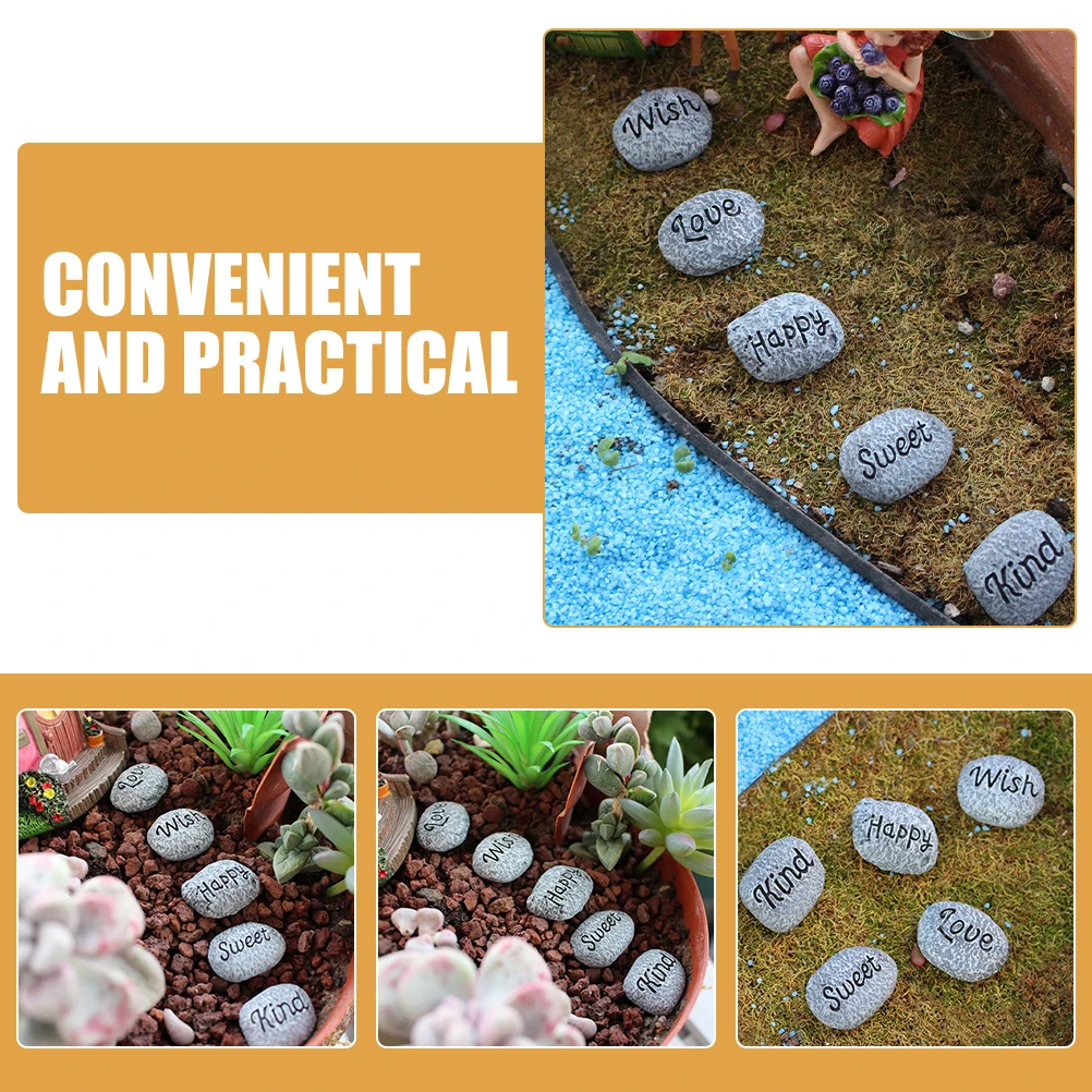 

5 Pcs Decorate Resin Small Stone Kit Flower Pot Fish Tank Decoration Pebbles for Landscaping