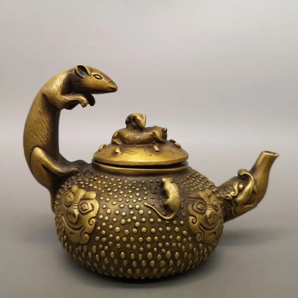 Retro Good luck Mouse rat Teapot Ornament Decoration Tea Pet Figurines Desk Decor Accessories