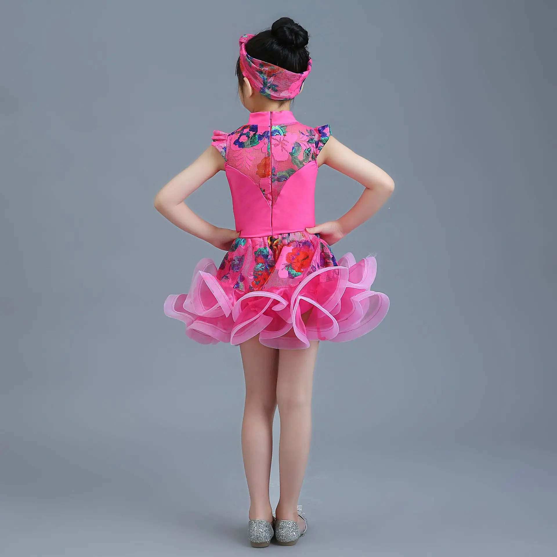 تنورة رقص لاتينية جديدة للأطفال فستان أداء المنافسة اللاتينية للأطفال، فستان أداء لاتيني للفتيات، لاتيني D للفتيات