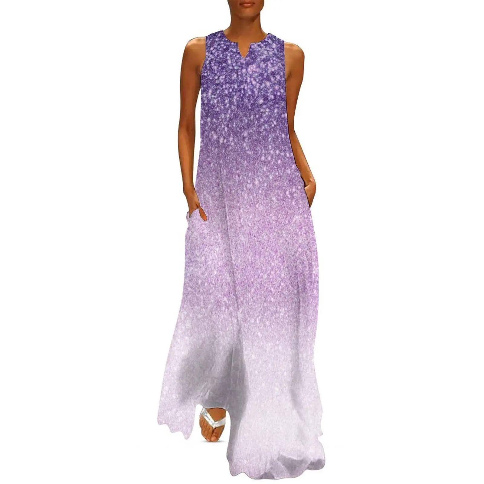 Violet Lilac Pastel Purple Triple Glitter Ombre Long Dress beach dress ladies dresses for special occasions