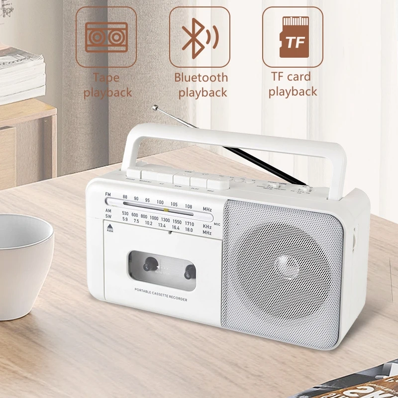 

2024 Handheld Audio Cassette Recorder Player AM/FM/SW Radio Portable Tape Player Support Bluetooth/TF Card/U Disk Input Playback