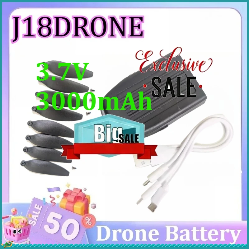 

J18 UAV Drone High-Capacity Long-Endurance Lithium Battery Propellers Accessories 3.7V 3000mAh