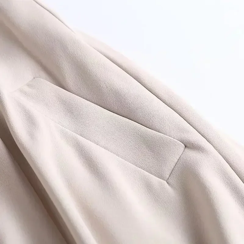 Dames 2023 Chique Mode Temperament Joker Pocket Wijde Swing Design Lange Rok Retro Hoge Taille Rits Rok Mujer