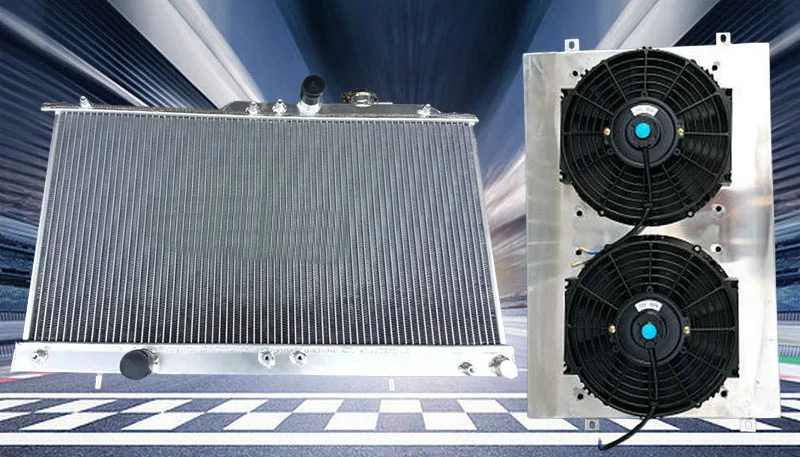 For Mitsubishi Eclipse 3G GT 2.4L L4 & 3.0L V6 6G72 2000-2005 Aluminum Radiator+Shroud+FAN MT 2000 2001 2002 2003 2004 00 01 02