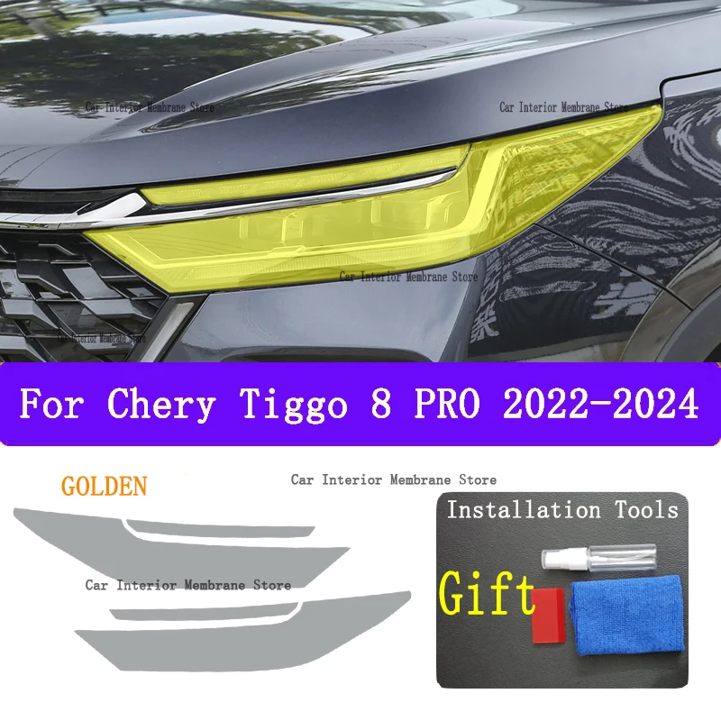 Stiker Film pelindung mobil untuk Chery TIGGO 8 PRO, 2022 2023 2024, lampu depan eksterior mobil antigores, stiker Film pelindung TPU transparan