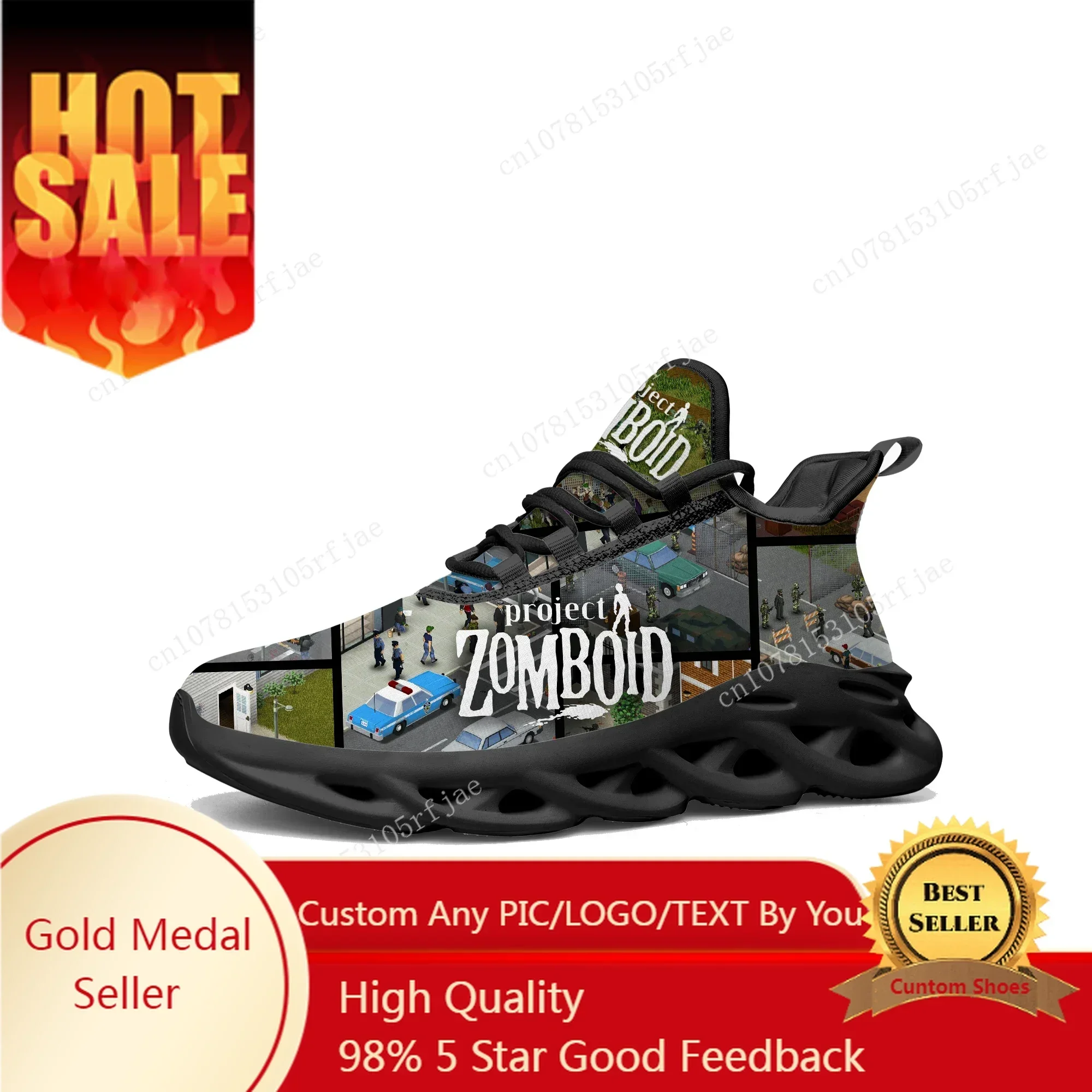 

Project Zomboid Flats Sneakers Cartoon Game Mens Womens Sports Running Shoes Tailor Made Lace Up Shoes