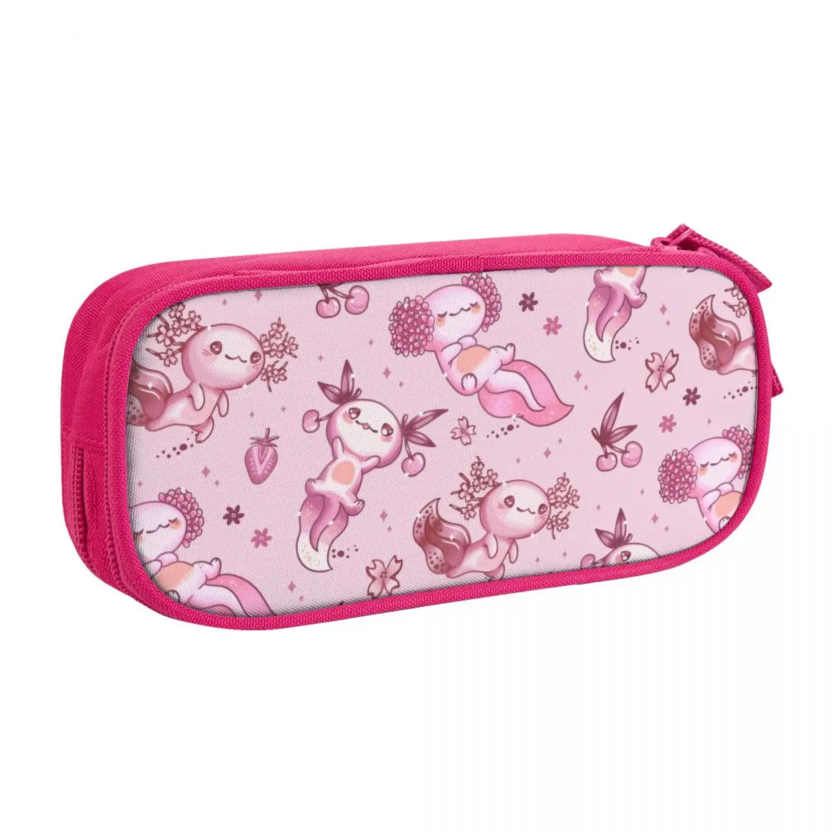 Custom Kawaii Axolotl Pattern Cute Pencil Cases Girl Boy Large Capacity Salamander Animal Pencil Box School Supplies