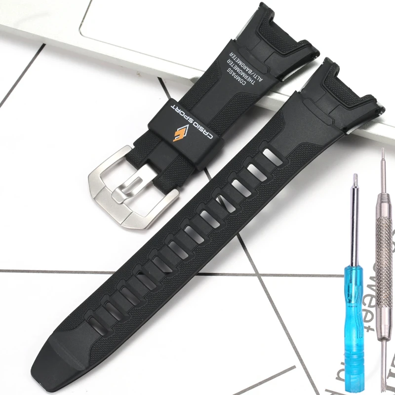 Watch Accessories For Casio Pathfinder Watch Strap PAW 1300 PRW 1300 PRG 110 Men\'s Replacemnet Watchband Sport Rubber Strap