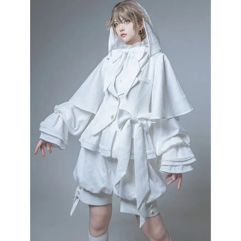 

Охотничий кролик, белый лунный свет, ретро крутая куртка Ouji Lolita/короткие штаны/брюки, комплект от Princess Chronicles-Pre-ord*1,1