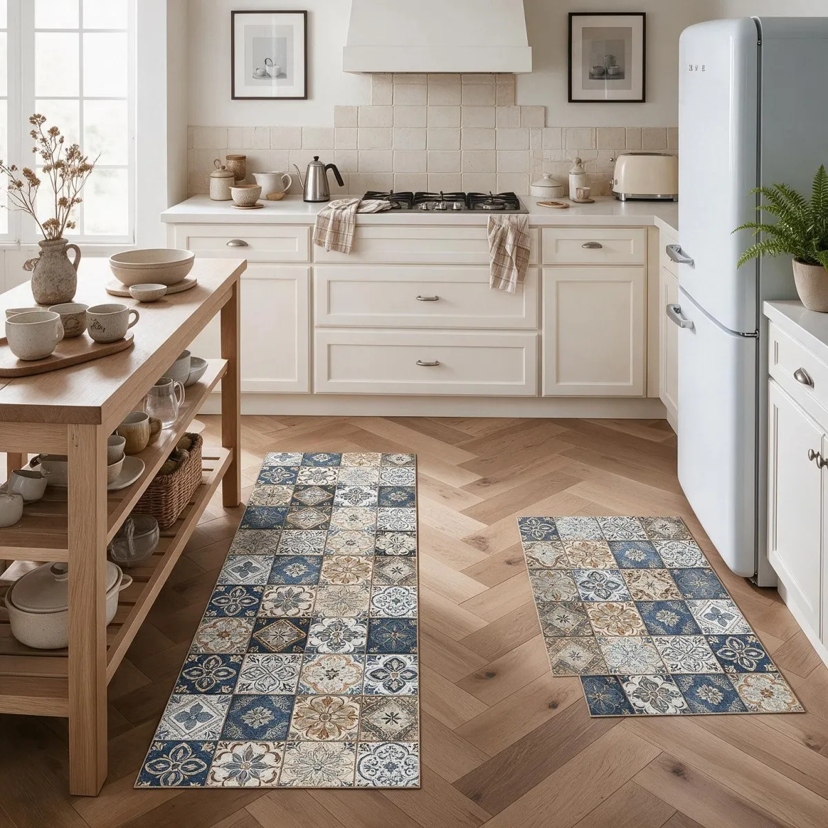 Tappetino da cucina assorbente, realizzato con fango di diatomee e uno spesso strato protettivo, con fondo in gomma antiscivolo, disponibile in versione lunga e in diverse forme quadrate, ideale per