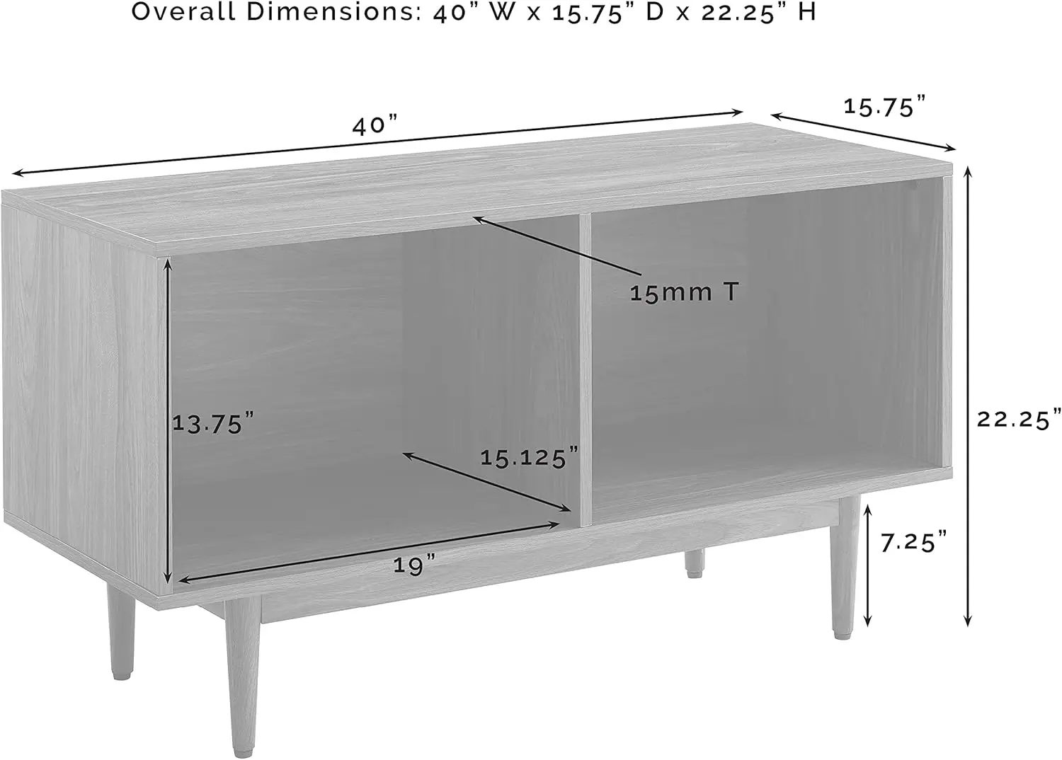 حامل تلفزيون لتخزين سجلات الفينيل المتوسطة من Liam ومركز الترفيه، وحدة تحكم الوسائط، الجوز