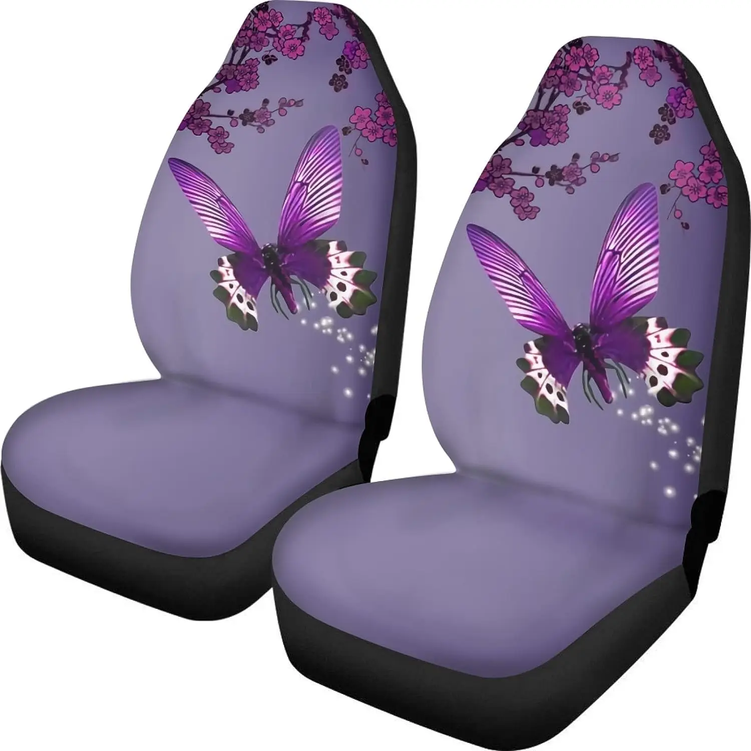 

Purple Butterfly Breathable Car Seat Cover Fit Four Seasons Retro Butterflies Pink Plum Blossom Car Seats Protector for Women