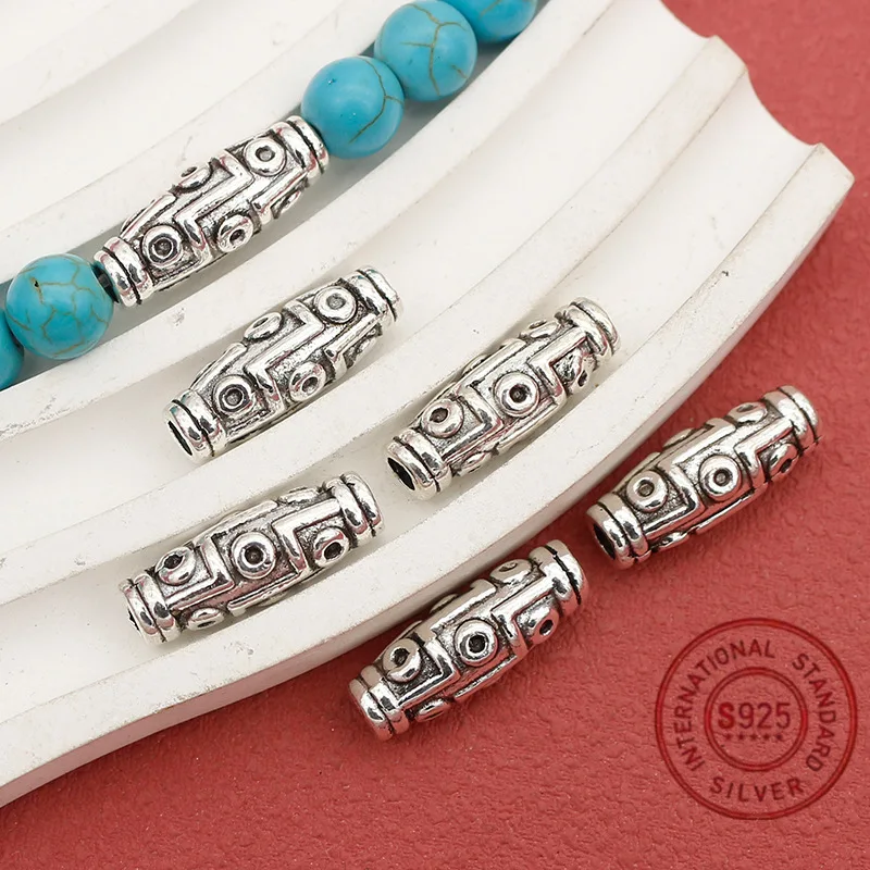 Retro Tibetan style 925 sterling silver DIY bead decoration, patterned pendant with separated beads, sweater necklace bracelet decoration, bead Bohemian style sky bead