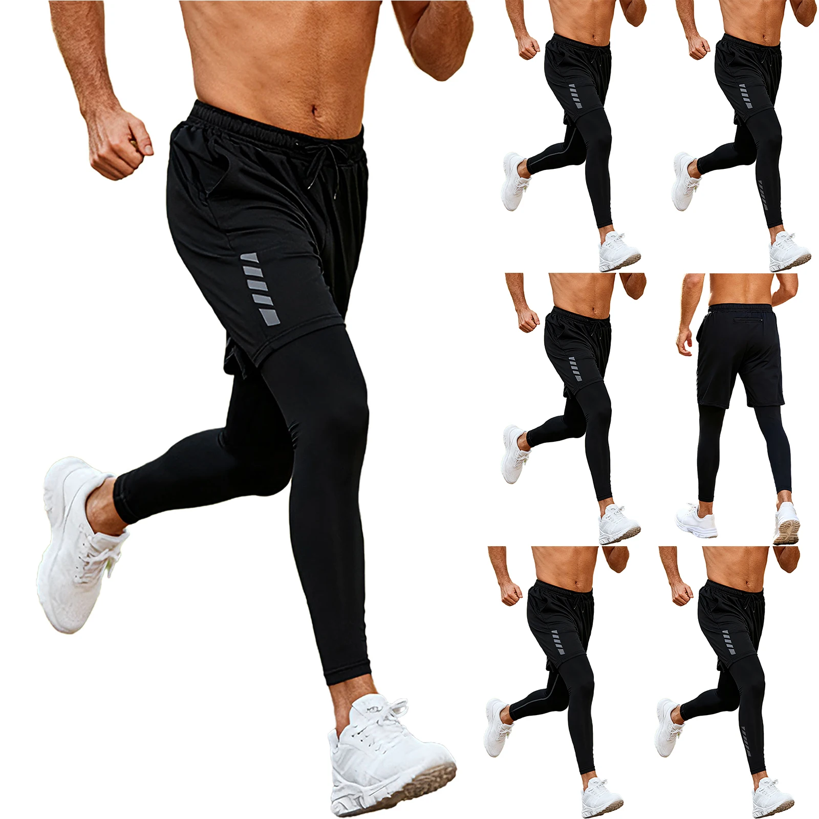 남성용 운동복 플리스 안감 레깅스와 백 웨이스트 쇼츠 성인 남성 복싱 체육관 피트니스 스포츠 운동 러닝 의류