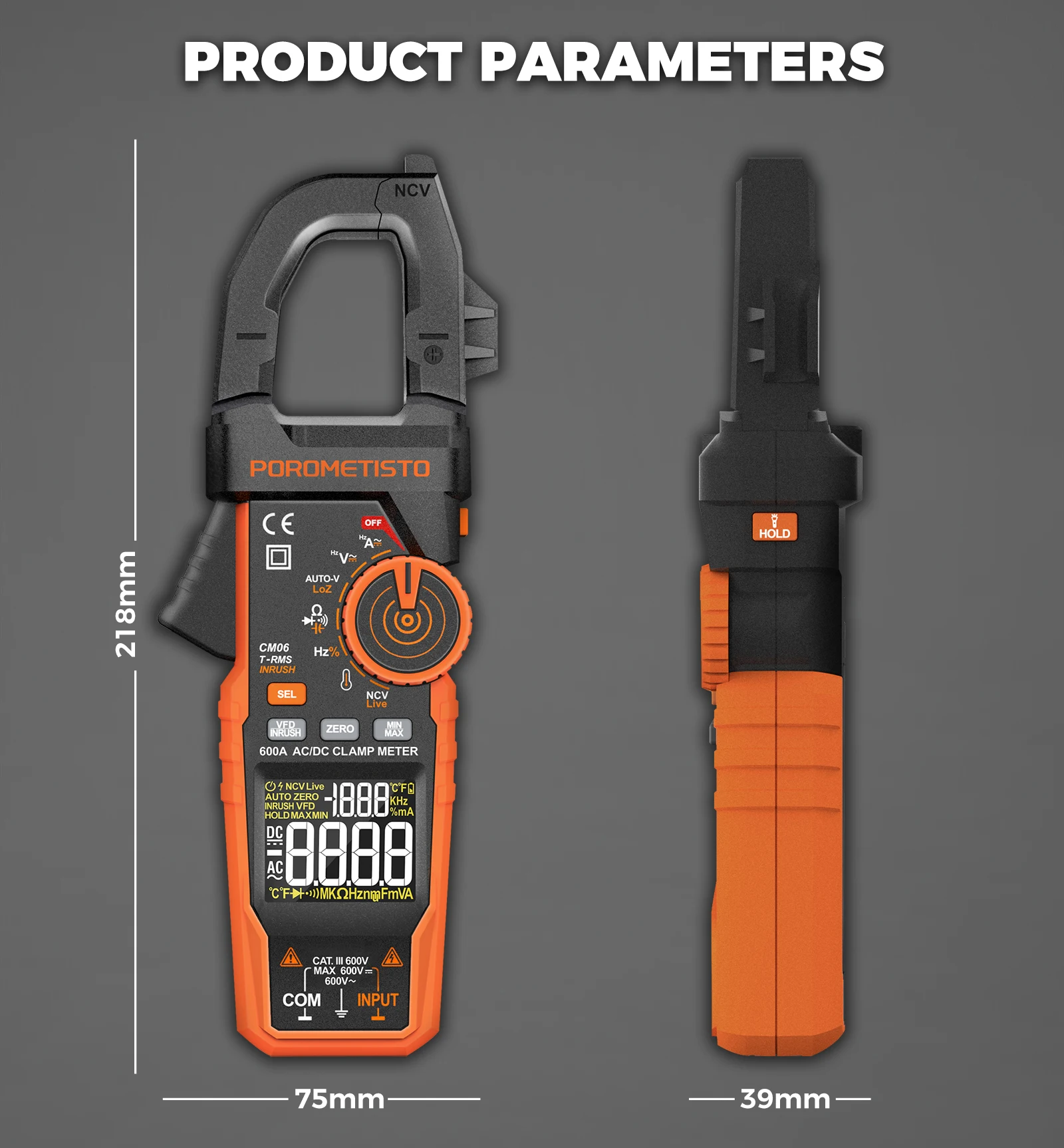 Digitales Zangenmessgerät Multimeter AC/DC 600A/1000A Amperemeter True RMS Multimeter Hochpräzise Kapazitätsmessung NCV Ohm Hz Spannungsprüfer – Detail 14
