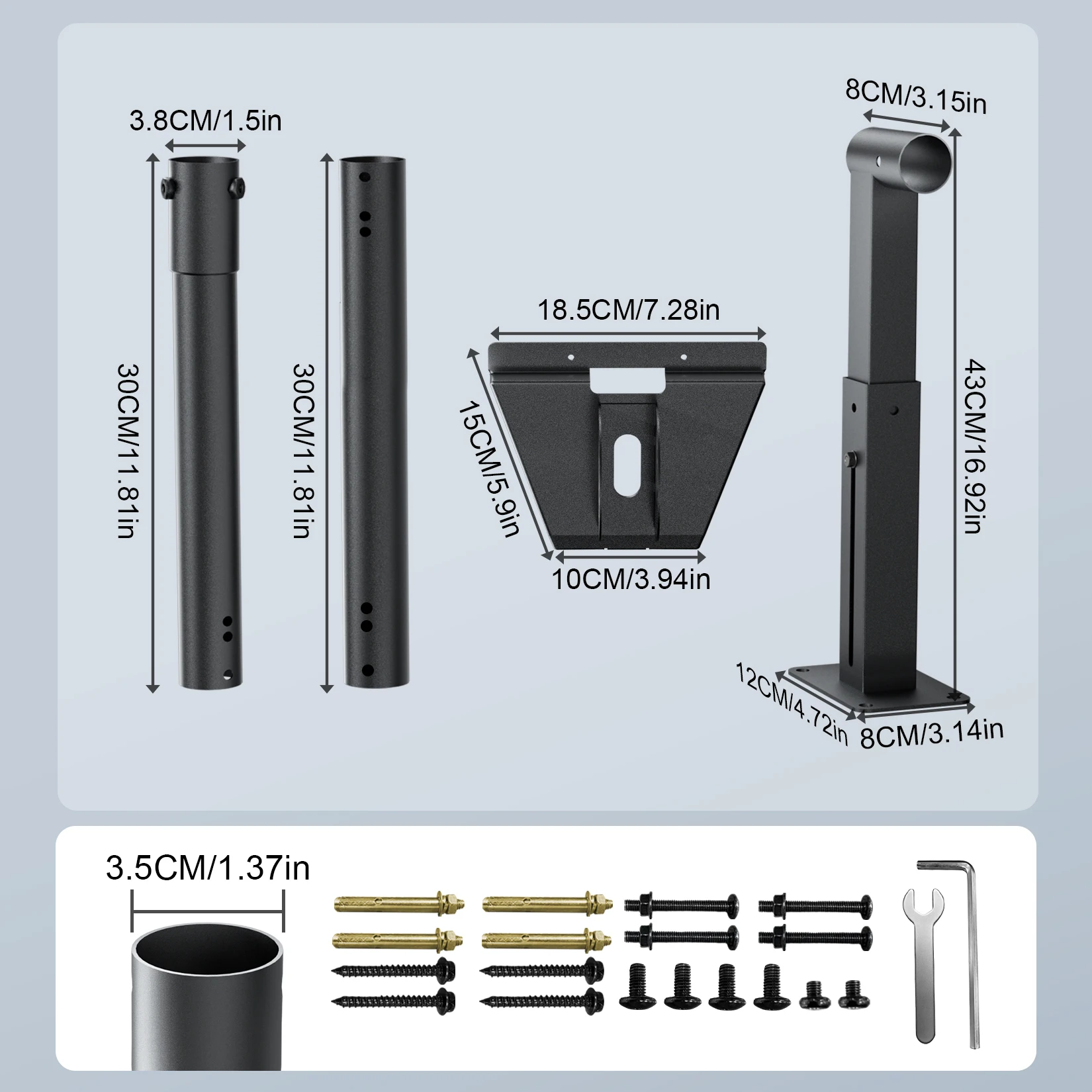 unho Heavy Duty Metal Wall Mount Kit for Square Satellite Dish Gen3 V3 4 4X Extension Arm Eave Bracket with Cable Box Anti Rust