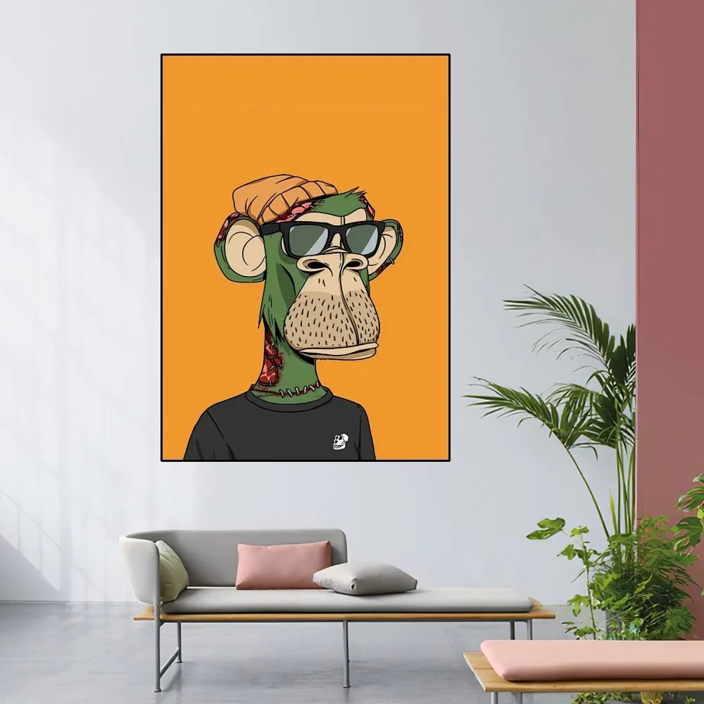 Creative Cartoon Monkey Bored Ape Poster Home Room Decor Livingroom Bedroom Aesthetic Art Wall Painting Stickers