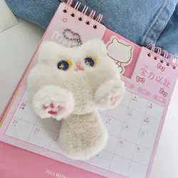 Cartoon Cat Plush Keychain Lovely Soft Plush Stuffed Rabbit Doll Keyring Kawaii Toy Bear Pendant with Tail Hanging Accessory