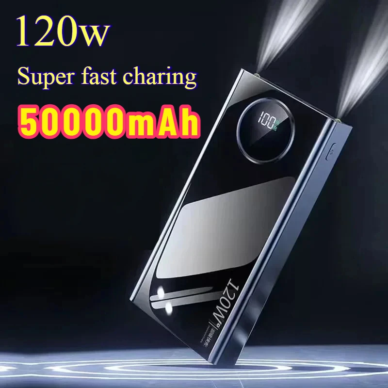 50000mAh Super High Capacity Powerbank Fast Charge Bank 120W Fast Charging Powerbank Portable Battery Charger For iPhone Xiaomi