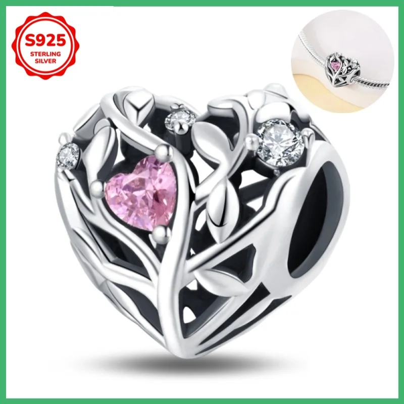 

Подвеска-подвеска из стерлингового серебра 925 пробы с полым сердцем и фианитом, подходит для браслета «сделай сам», ожерелье, подарок для нее, Colgante Plata