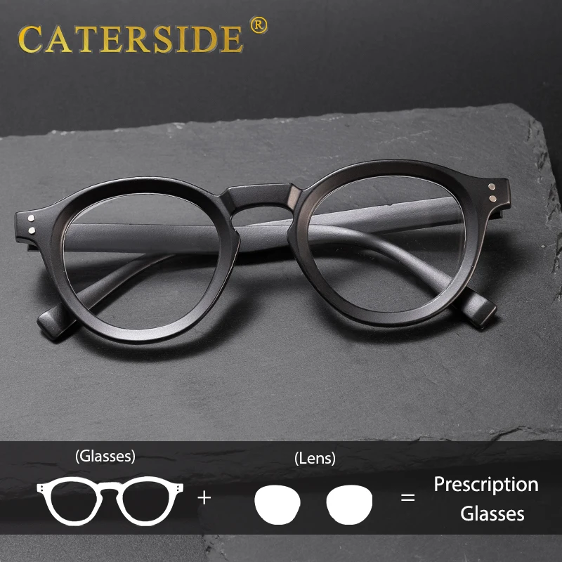 CATERSIDE Vintage Men Customized Prescription Glasses Small Round Frame Anti Blue Light Optical Glasses Women Reading Eyeglasses