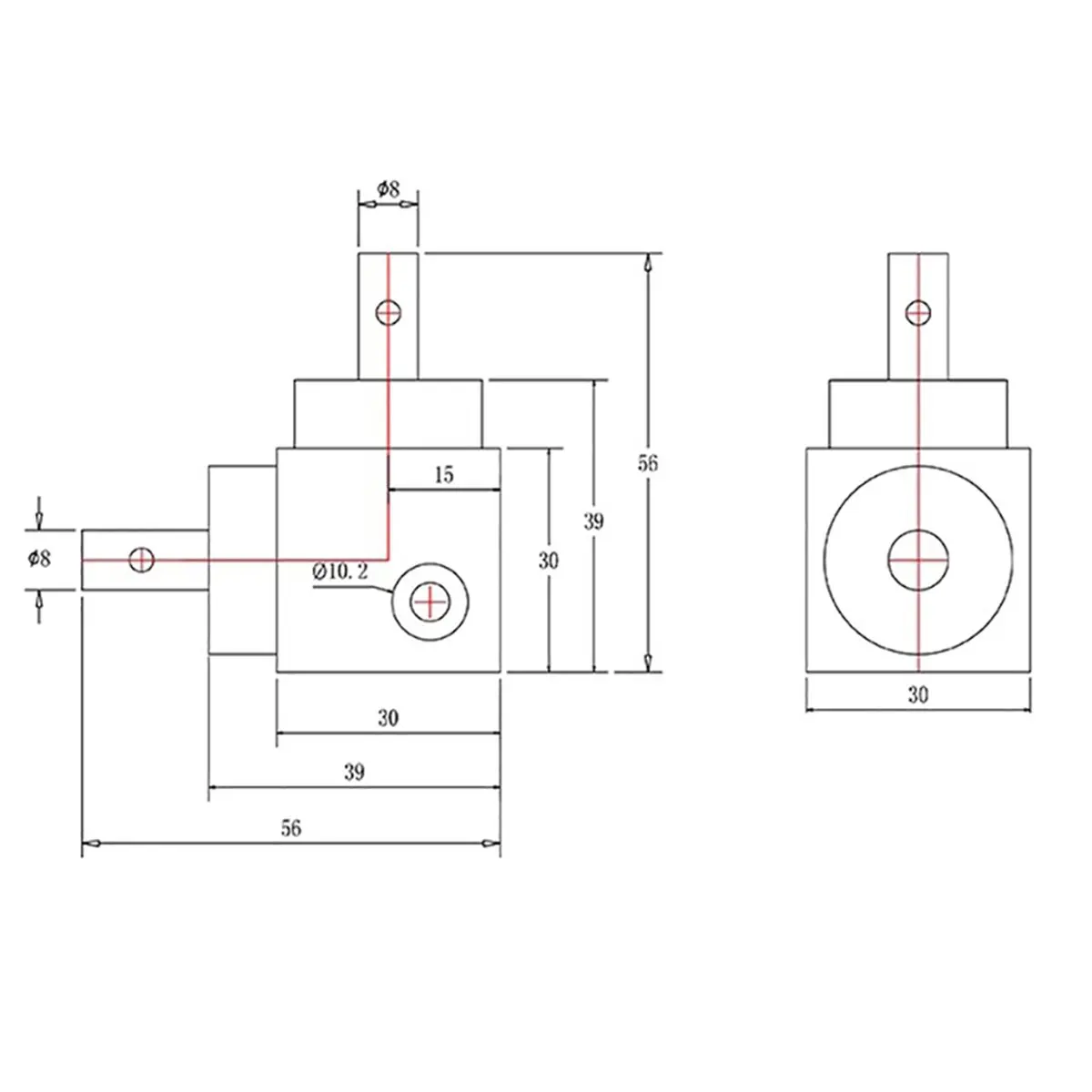 A32I 90 Degree Reversing Angle Gear Small Bevel Right Angle Commutator Ratio 1:1 Shaft Diameter 8MM 1 Module 20 Tooth