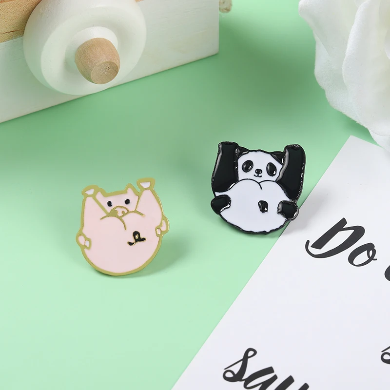 Cartoon Animal Enamel Pins Custom Chibi Pig And Panda Brooches Bag Badge Childlike Cartoon Jewelry Cute Gift for Kids