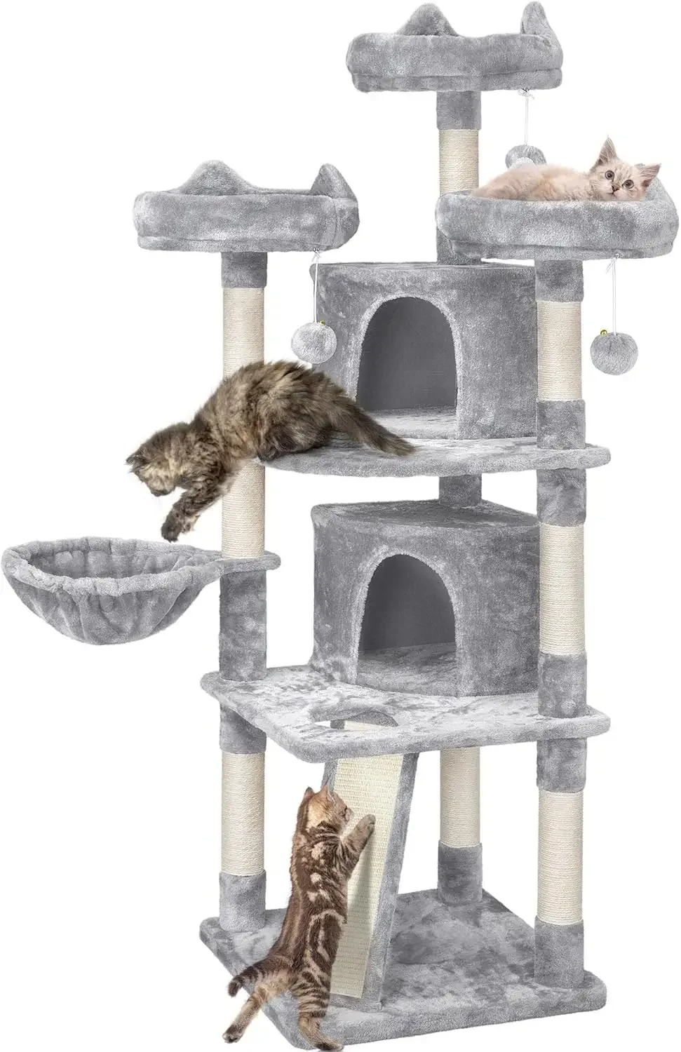 68.5in Multi-Level Cat Tree Large Cat Tower with Sisal-Covered Scratching Board & Scratching Posts