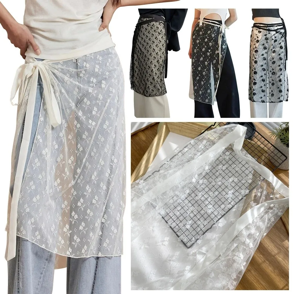 

Sheer Lace​​ Lace Up Skirt See-Through Skirt​​ ​​Adjustable Ties​​ ​​Lace Half Skirt​​ Sexy Cover Up​​ ​​Glitter Sequins​​